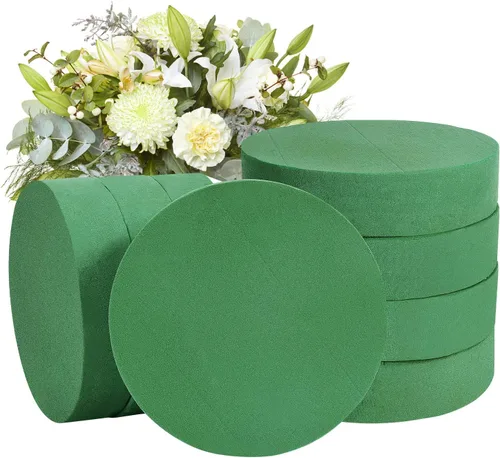 Crafare Paquete de 8 ladrillos de espuma florales húmedos redondos de 7.5 pulgadas, bloques florales para arreglos florales de primavera y