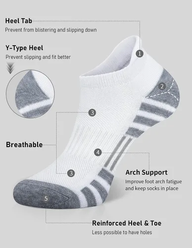 Miniatura 3 de Airacker Ankle Athletic Running Socks Cushioned Breathable Low Cut Sports Tab Socks for Men and Women (6 Pairs)