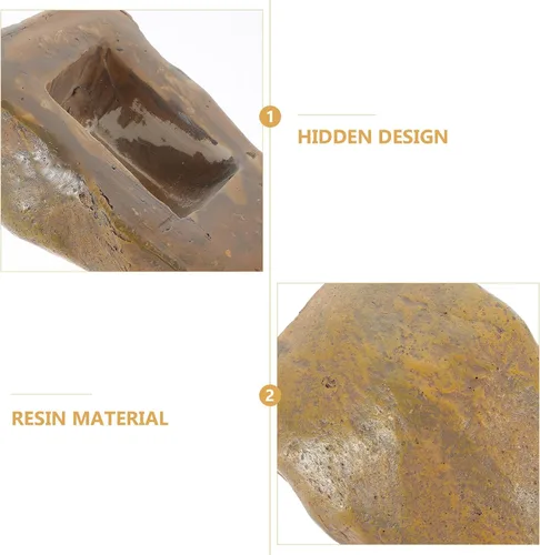 Miniatura 5 de Sosoport Stone Key Hider - Caja de almacenamiento de llaves de resina para exteriores, resistente a la intemperie, diseño de piedra falsa