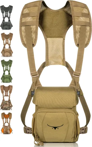 Arnés para binoculares – Aparejo ligero de caza con bolsa de telémetro, sistema MOLLE arnés bino para caza de arco, mochila táctica para hombres,