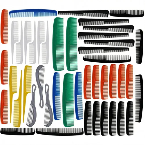American Comb Juego de peines para el cabello, 45 piezas, varios colores, fabricado en Estados Unidos
