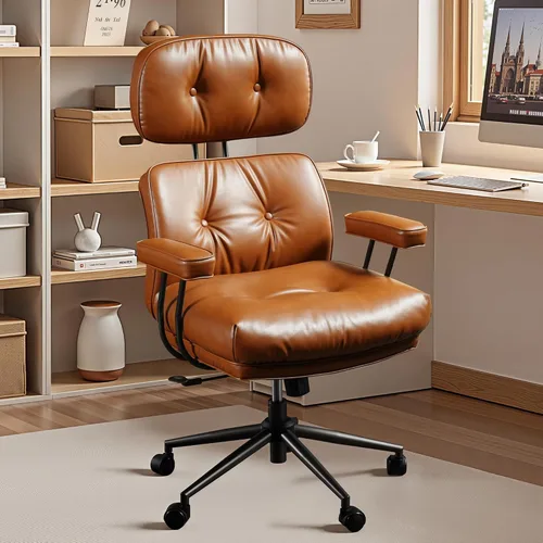 Miniatura 22 de Silla ergonómica de escritorio de oficina en casa, silla giratoria de 360° con inclinación y altura ajustable con cojín grueso y reposabrazos