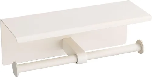 Miniatura 10 de BGL Portarrollos de papel higiénico de acero inoxidable con estante montado en la pared para baño (plateado, doble cabeza)