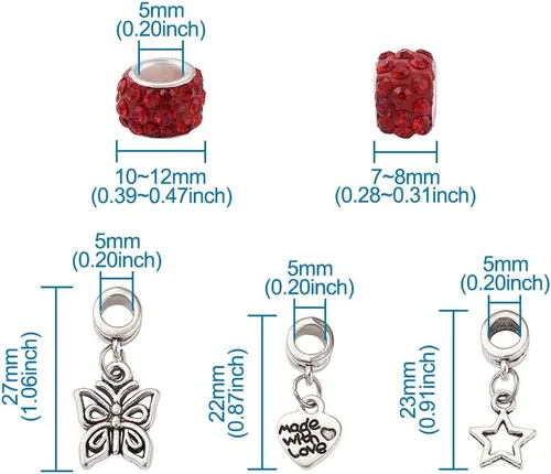 Miniatura 4 de Craftdady 150 cuentas europeas de arcilla polimérica con agujeros grandes, cuentas espaciadoras de diamantes de imitación, 15 colores con 6