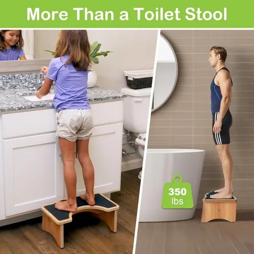 Miniatura 6 de StrongTek Taburete de inodoro mejorado en cuclillas, taburete de madera para baño, madera extra gruesa, capacidad resistente de 350 libras, cómodo