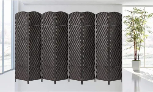 Miniatura 13 de Legacy Decor 8 Panels Room Divider Privacy Partition Screen Bamboo Fiber Natural Color 5.9 ft High X 11.7 ft Wide