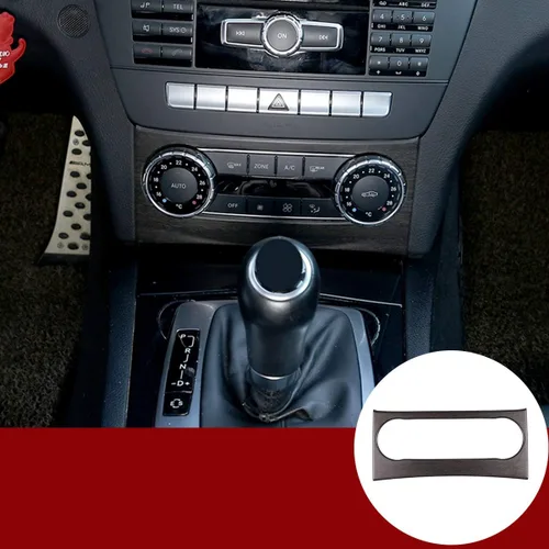 Miniatura 10 de YIWANG Marco de perilla de control central de ABS cromado para Mercedes Benz Clase C W204 2011-2014 Accesorios de automóvil (grano de madera negra)