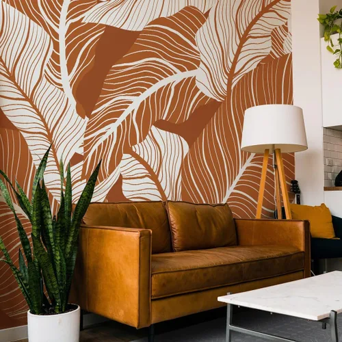 Papel pintado de flores tropicales para pared de dormitorio, adhesivo despegar y pegar, mural de pared Boho con hojas
