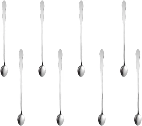 Miniatura 14 de Juego de 8 cucharas mezcladoras de acero inoxidable con mango largo de 7.9 in para café, batidos, jugos, cócteles