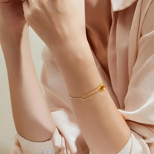 Miniatura 5 de AILUOR Pulsera de gancho de seguridad de moda, estilo vintage punk clásico simple amor pulsera joyería unisex