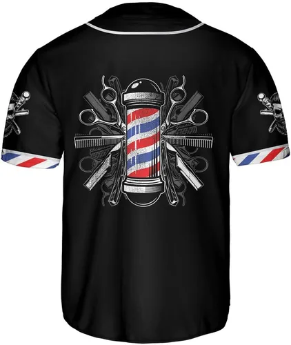 Miniatura 3 de Camiseta de béisbol de peluquería personalizada, peluquería béisbol Jersey Barber, herramientas de sombrero de peluquero para hombre de peluquero