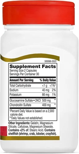 Miniatura 3 de 21st Century Glucosamina Condroitina 250/200mg - Fuerza original, 60