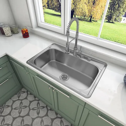 Miniatura 2 de Sinber MT3322C Fregadero de Cocina Empotrable de Un Solo Compartimento de 33" x 22" x 9" con Acero Inoxidable 304 Calibre 18 Acabado Satinado