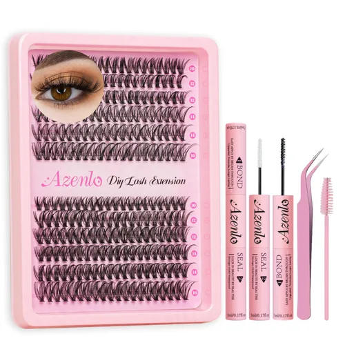 Miniatura 14 de Extensiones de pestañas Azenlo 40D+60D en racimo, 240 unidades, kit de pestañas individuales, 10-16 mm, kit de pestañas en banda delgada