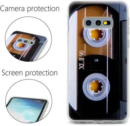 Miniatura 2 de FAteam - Funda para Galaxy S10e a prueba de golpes, a prueba de arañazos, con TPU suave, carcasa de cinta de casete de música retro, compatible