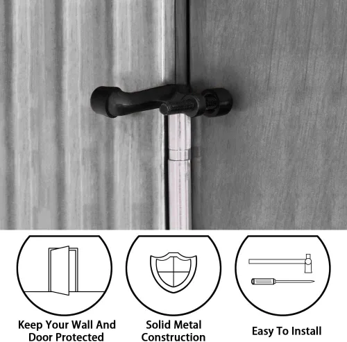 Miniatura 3 de Paquete de 2 topes de puerta con pasador de bisagra, accesorios ajustables de alta resistencia, 2-3/8 x 15/16 pulgadas, negro mate con puntas