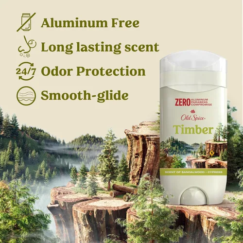 Miniatura 2 de Old Spice Desodorante para hombre madera sin aluminio con sándalo, 3.0 onzas, paquete de 3 con gel de baño Swagger tamaño viaje