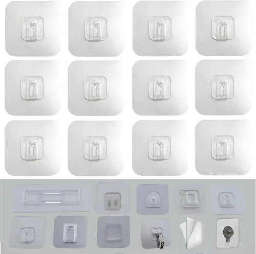 Miniatura 16 de 6 pares de almohadillas adhesivas de reemplazo montadas en la pared para organizador de cacharro de cocina y baño, gancho adhesivo sin uñas