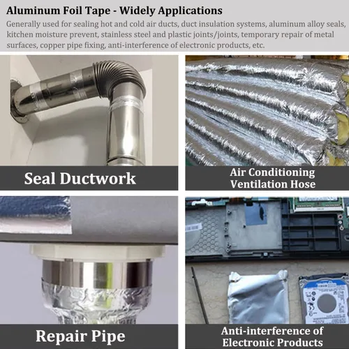 Miniatura 4 de 2 piezas de cinta de aluminio de primera calidad, cintas de metal plateadas (2" x 65 pies, 3.9 mil) con respaldo adhesivo, cinta de aislamiento