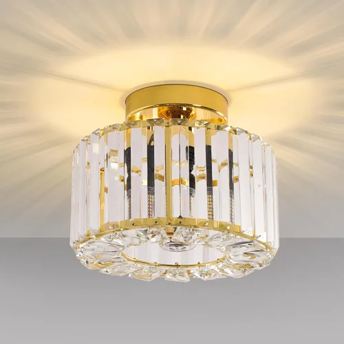 Miniatura 15 de FRIDEKO HOME Lámpara de techo semiempotrada - Lámpara de techo moderna de cristal, lámpara de techo moderna, accesorios de luz dorada para porche