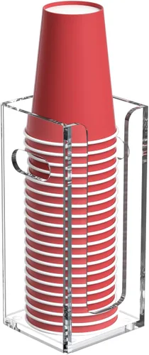 Miniatura 11 de Dispensador de Vasos de Café Desechables con Asas, Montaje en Encimera o Pared, Soporte para Vasos de Bebidas Calientes/Frías y Tapas - Organizador