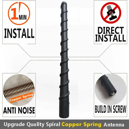 Miniatura 5 de Antena flexible de goma en espiral de 7 pulgadas para Kia Soul (2009-2019), antena Kia Soul EV (2015-2019), a prueba de lavado de autos, reemplazo