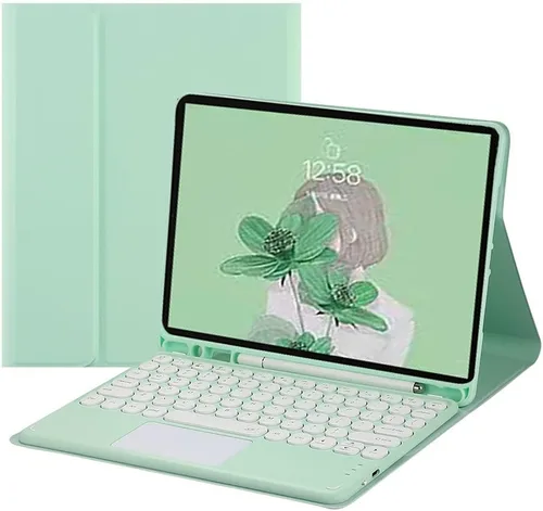 Funda de teclado para Galaxy Tab A8 de 10.5 pulgadas, modelo 2022 SM-X200/X205/X207, teclado táctil, teclado Bluetooth, linda llave redonda, teclado