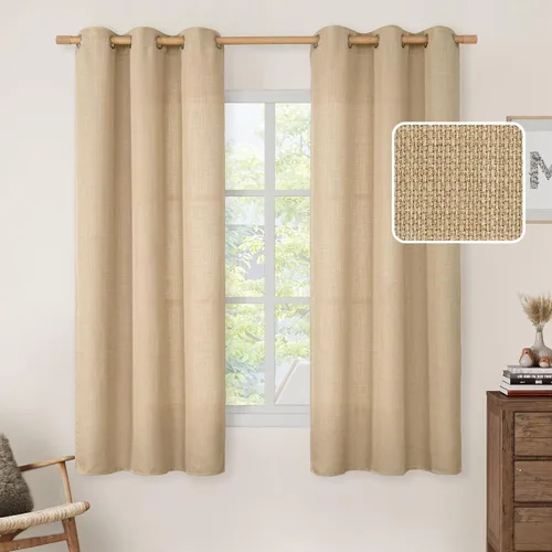 Miniatura 31 de LAMIT Cortinas de Lino Blancas Semitransparentes para Dormitorio, Paneles Filtrantes de Luz, Cortinas de Lino con Ojales de Protección de Privacidad