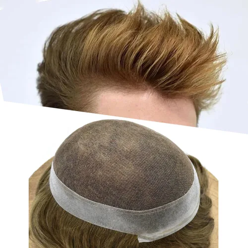 Miniatura 31 de Sistema suizo de encaje para hombre, tupé para hombre, sistema de reemplazo de cabello humano, protesis capilar para hombre