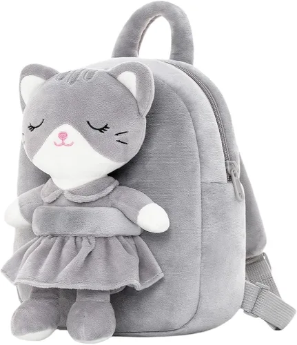 Lazada Mochila para niños pequeños, juguetes de animales de peluche, mochila pequeña, color gris, 9.5 pulgadas