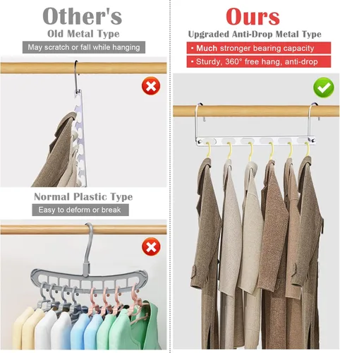 Miniatura 2 de 12 unidades de perchas para ahorrar espacio para ropa, organizador de perchas metálicas plegables, ahorradores de espacio para ropa, organizadores