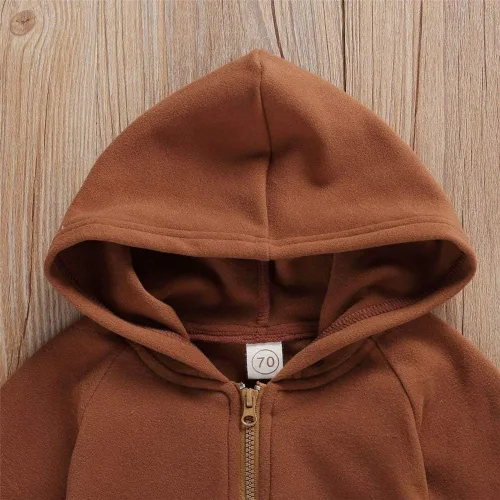 Miniatura 4 de FYBITBO Ropa para bebés y niñas con cremallera, overol de manga larga, overol con capucha para otoño e invierno, ropa cálida