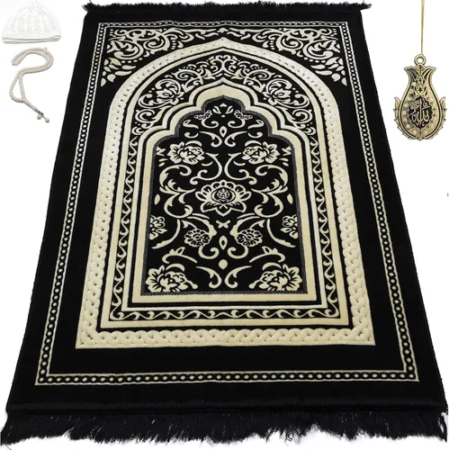 Modefa Alfombra de oración de terciopelo islámico turco, gruesa, ancha, suave, para hombres y mujeres, tapete de oración grande, regalo de Eid y