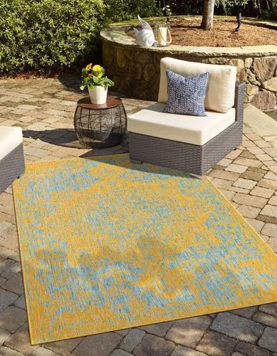 Miniatura 16 de Unique Loom Jill Zarin Jill Zarin Outdoor Collection - Alfombra Dubái (3 pies 3 pulgadas, redonda, rosa y aguamarina/azul claro)