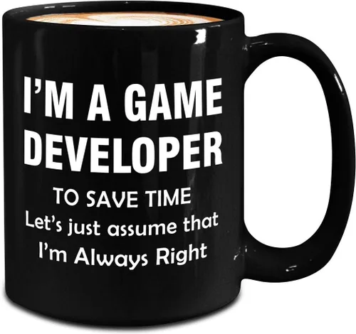 Miniatura 2 de Im a Game Developer Designer Mug - Large 15oz Black Coffee Tea Cup - Cute Gifts for Video Gaming Design Dev Team Development Funny Gag Idea - Assume