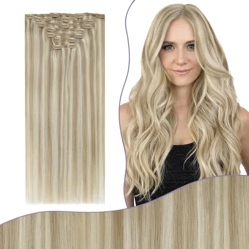 Miniatura 53 de Fshine Extensiones de cabello con broches, 22 pulgadas, 7 unidades, color marrón oscuro, doble trama, extensiones de cabello humano real con clip