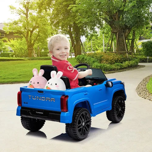 Miniatura 7 de Auto de paseo de 12 V para niños, camión Toyota con licencia, automóvil eléctrico a batería con música, luces LED, sistema de suspensión, puertas