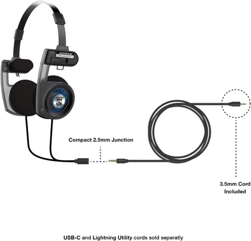 Miniatura 4 de Koss Porta Pro Utility - Auriculares en la oreja, sistema de cable intercambiable desmontable, diseño plegable, gris sigilo