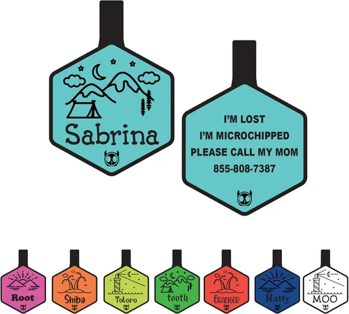 Miniatura 5 de Placa de identificación silenciosa de silicona personalizada con 5 líneas de identificación de mascotas grabadas profundas, duradera, sin sonido
