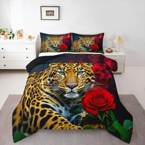 Miniatura 22 de Erosebridal Juego de edredón de hojas bohemias, juego de edredón de hojas exóticas para adultos, juego de ropa de cama rústica tamaño individual