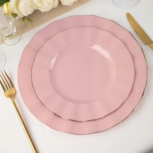 Miniatura 47 de Efavormart - Platos de cena de 11 pulgadas – Juego de 10 platos desechables redondos de plástico negro con borde dorado rizado – Vajilla elegante