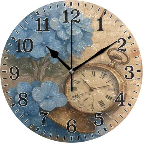 Miniatura 25 de JUNZAN Reloj de bañera con vino romántico espumoso y velas, reloj de pared silencioso de 10 pulgadas, pequeño reloj redondo, decoración de cocina
