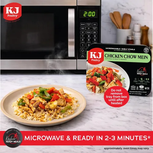 Miniatura 4 de KJ Poultry Kosher Ready Meals - Pollo Chow Mein, comidas de carne MRE listas para comer, sin gluten, halal, (1 unidad) preparado para entrada