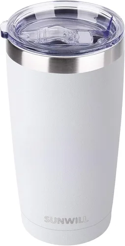 Miniatura 11 de SUNWILL Vaso de café de viaje de 20 onzas, taza aislada con tapa, taza de acero inoxidable para bebidas calientes y frías, con recubrimiento