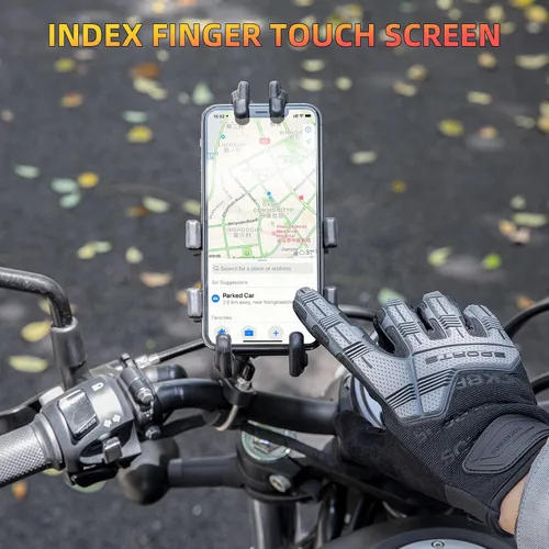 Miniatura 4 de ROCKBROS Guantes para ciclismo de montaña con almohadilla de gel, pantalla táctil y protección de nudillos para BMX MX ATV MTB Racing, color negro