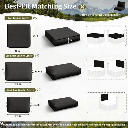 Miniatura 2 de 14 Piezas Fundas de Cojines para Exteriores Resistentes a Todo Clima Fundas de Cojines para Patio, Reemplazo Impermeable con Cremallera para Muebles
