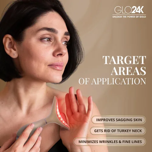 Miniatura 2 de GLO24K Dispositivo de Belleza de 7 Colores – Tecnología de Acción LED Triple y Vibración Facial y Masajeador de Cuello