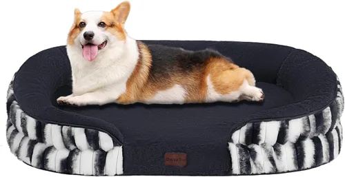 Miniatura 16 de Dwanton - Cama ortopédica para perros medianos con espuma de memoria con gel, sofá impermeable para perros, cama lavable para mascotas con cojín