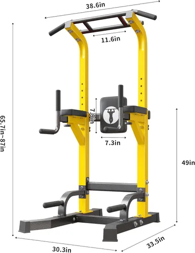 Miniatura 5 de SogesHome Power Tower Pull Up Bar Dip Stand, 10 Adjustable Height Free Standing Assistive Trainer Dip Station, Multi-Function Strength Training