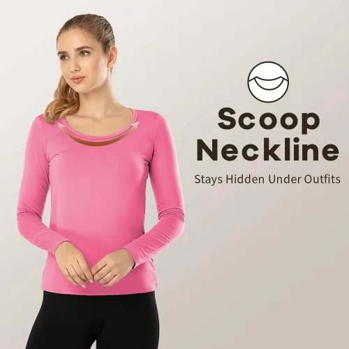Miniatura 28 de MANCYFIT Tops térmicos para mujer, camisa con forro polar, manga larga, capa base, cuello en V